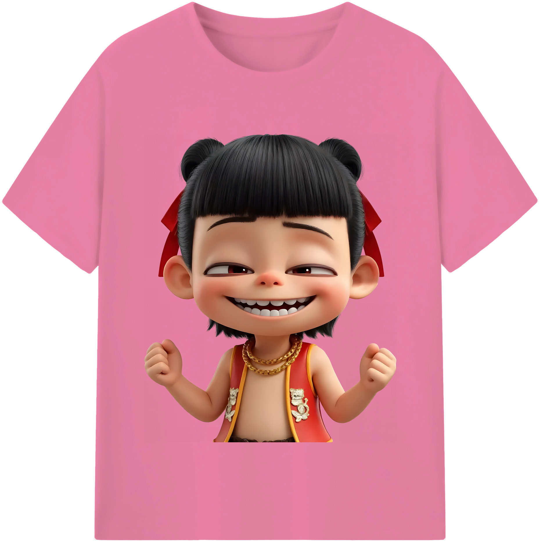 （画像用） Ne Zha 2 ナタ 魔童の大暴れ 綿100％半袖Tシャツ（フロントプリント）